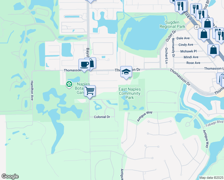 map of restaurants, bars, coffee shops, grocery stores, and more near 3238 Karen Drive in Naples