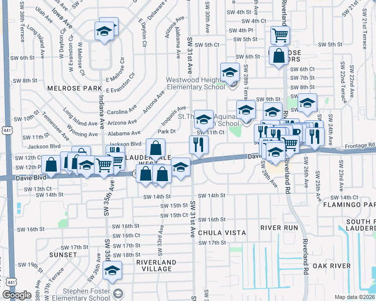 map of restaurants, bars, coffee shops, grocery stores, and more near in Fort Lauderdale