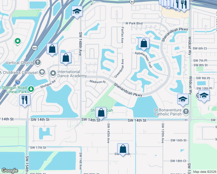 map of restaurants, bars, coffee shops, grocery stores, and more near 1060 Cedar Creek Way in Davie
