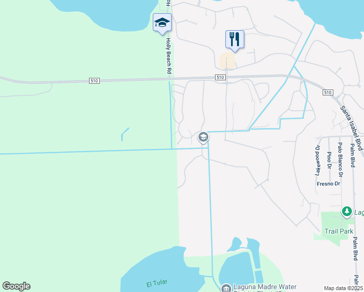 map of restaurants, bars, coffee shops, grocery stores, and more near 10 Valdarama Drive in Laguna Vista