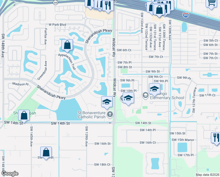 map of restaurants, bars, coffee shops, grocery stores, and more near 1041 Cumberland Terrace in Davie