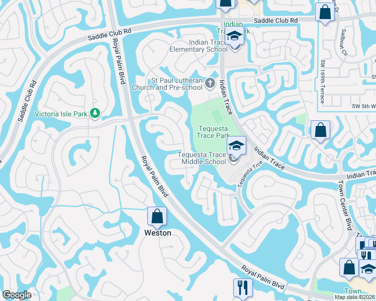 map of restaurants, bars, coffee shops, grocery stores, and more near 888 Spoonbill Circle in Weston