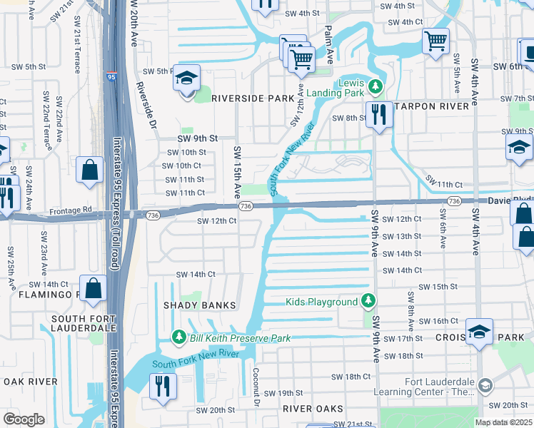 map of restaurants, bars, coffee shops, grocery stores, and more near 1260 Southwest 14th Avenue in Fort Lauderdale