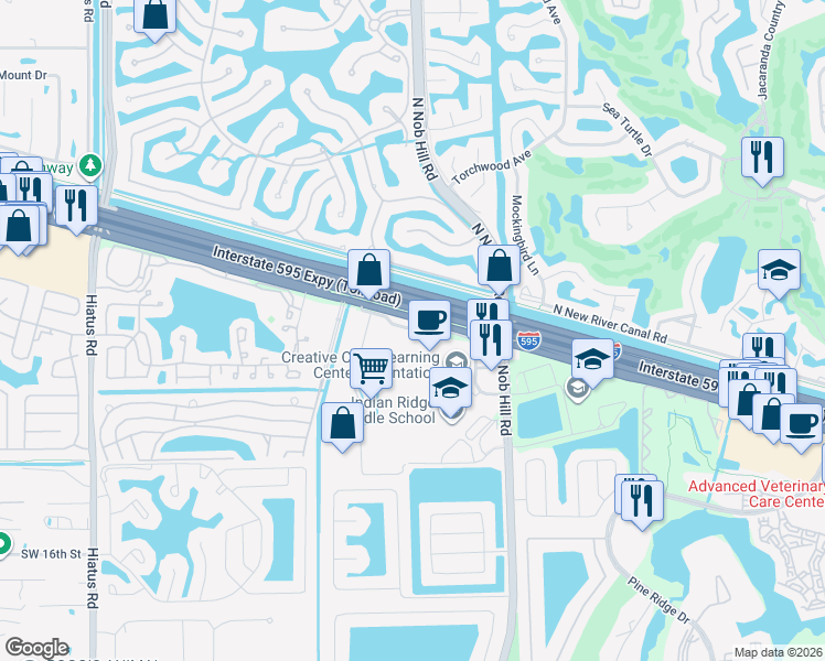 map of restaurants, bars, coffee shops, grocery stores, and more near 10388 West State Road 84 in Davie