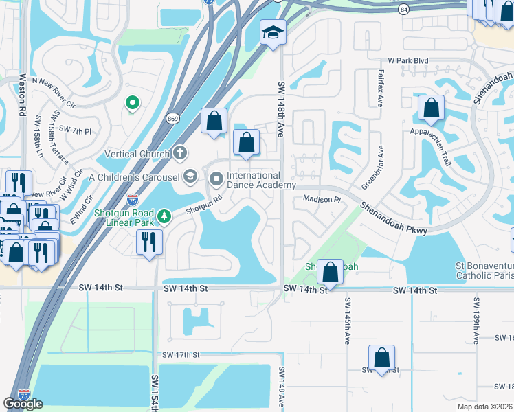 map of restaurants, bars, coffee shops, grocery stores, and more near 973 Southwest 149th Way in Sunrise