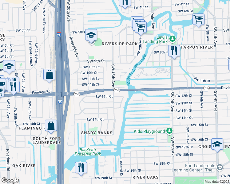 map of restaurants, bars, coffee shops, grocery stores, and more near 1451 Southwest 11th Place in Fort Lauderdale