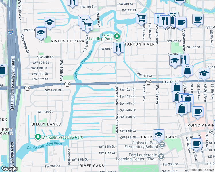 map of restaurants, bars, coffee shops, grocery stores, and more near in Fort Lauderdale