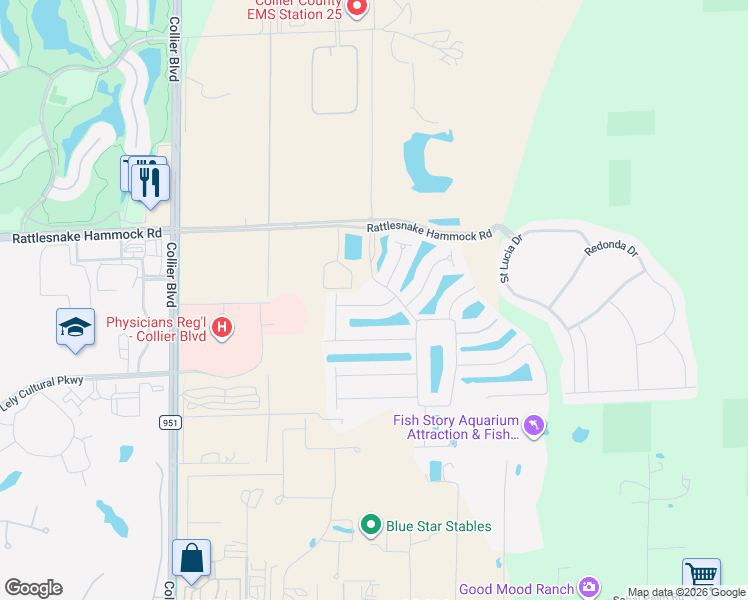 map of restaurants, bars, coffee shops, grocery stores, and more near 8611 Maggiore Court in Naples