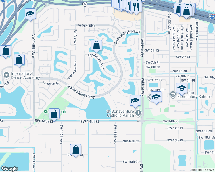 map of restaurants, bars, coffee shops, grocery stores, and more near 14031 Richwood Place in Davie