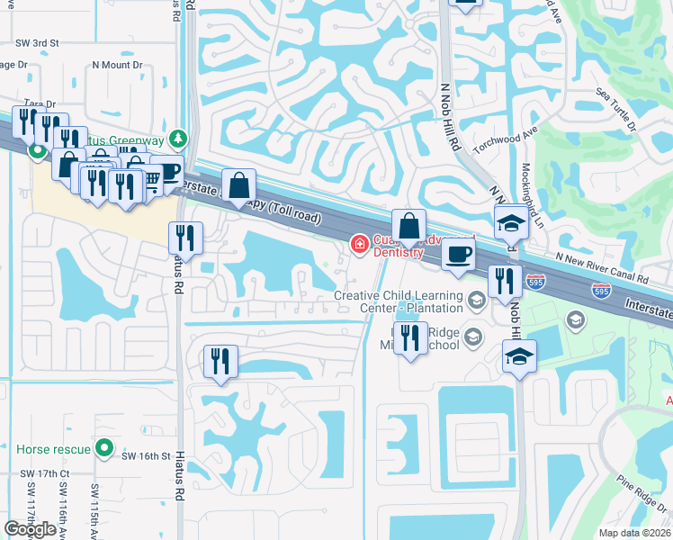 map of restaurants, bars, coffee shops, grocery stores, and more near 10730 Cameron Court in Davie