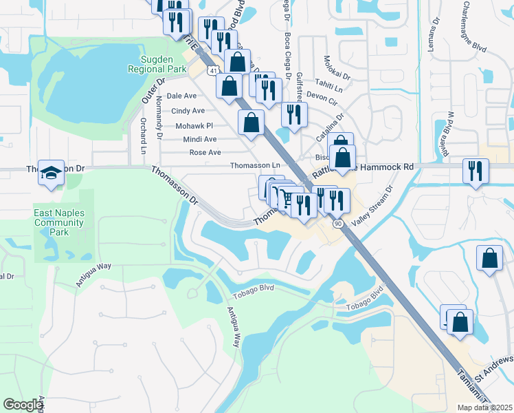 map of restaurants, bars, coffee shops, grocery stores, and more near 4660 Cardinal Way in Naples