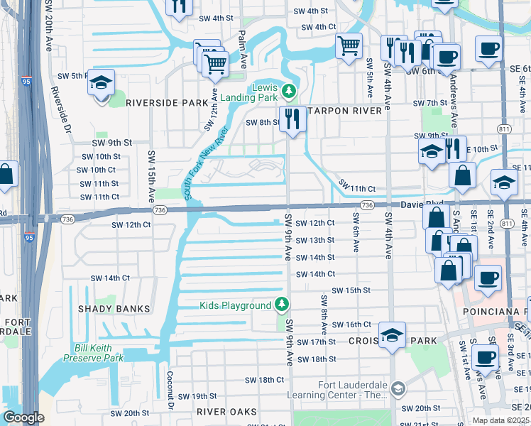map of restaurants, bars, coffee shops, grocery stores, and more near in Fort Lauderdale