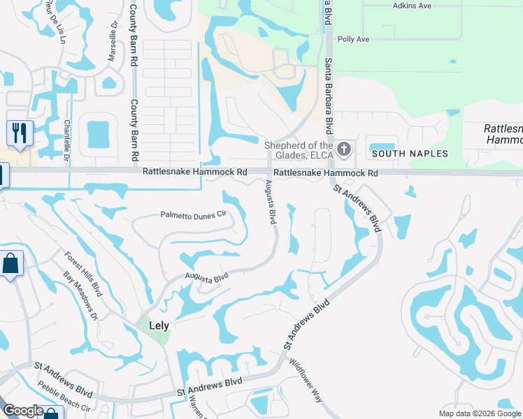 map of restaurants, bars, coffee shops, grocery stores, and more near 908 Augusta Boulevard in Naples