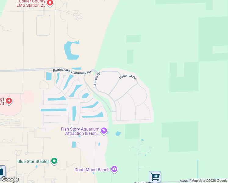 map of restaurants, bars, coffee shops, grocery stores, and more near 8889 Redonda Drive in Naples