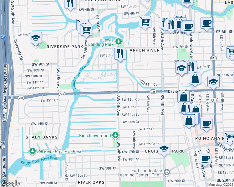 map of restaurants, bars, coffee shops, grocery stores, and more near in Fort Lauderdale