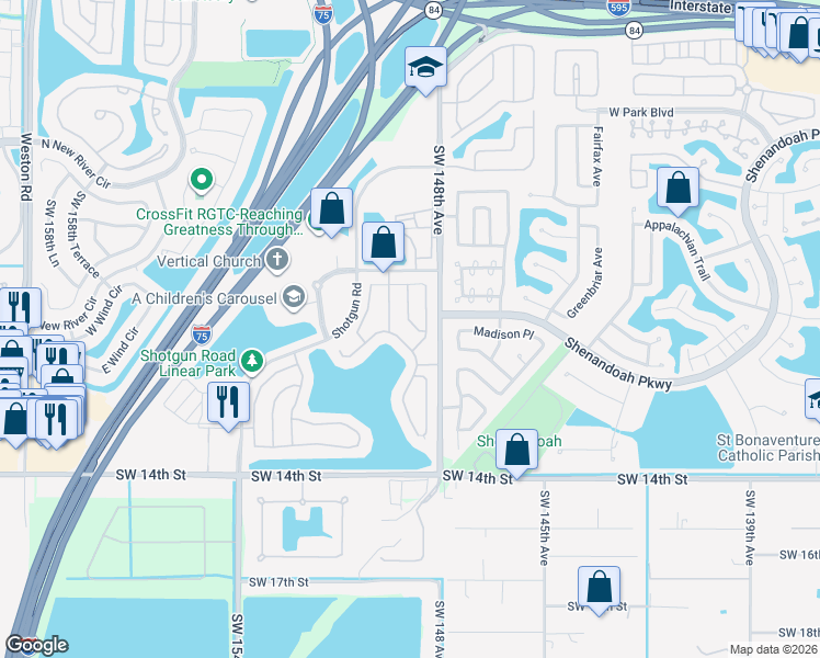 map of restaurants, bars, coffee shops, grocery stores, and more near 973 Southwest 149th Way in Sunrise