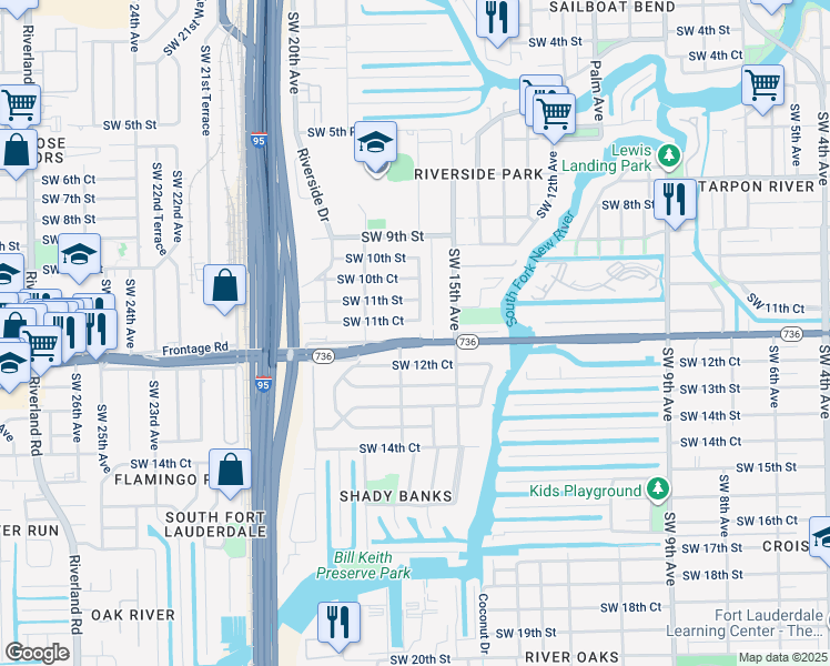 map of restaurants, bars, coffee shops, grocery stores, and more near 1175 Southwest 16th Avenue in Fort Lauderdale