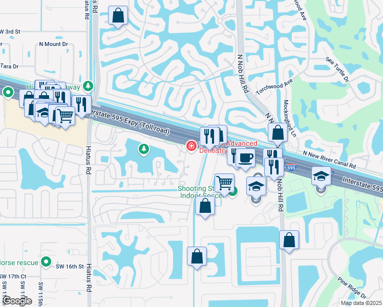 map of restaurants, bars, coffee shops, grocery stores, and more near 10650 West State Road 84 in Davie