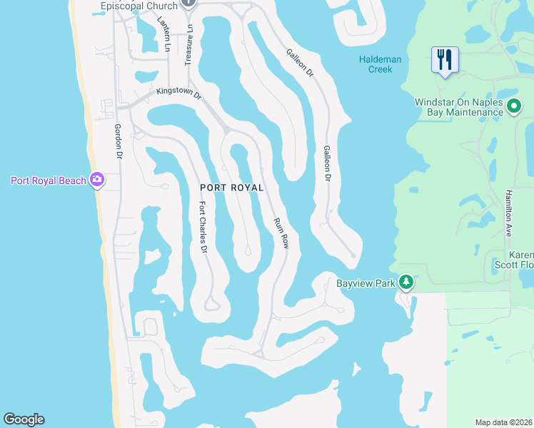 map of restaurants, bars, coffee shops, grocery stores, and more near 3400 Rum Row in Naples