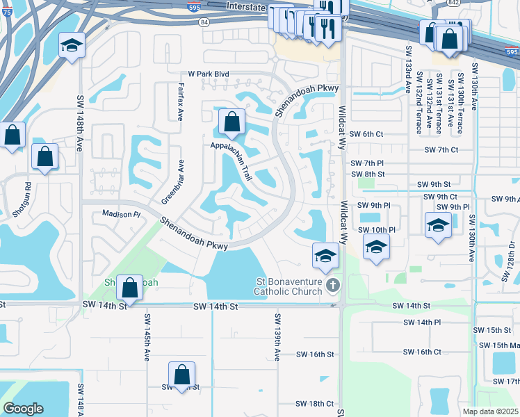 map of restaurants, bars, coffee shops, grocery stores, and more near 14031 Richwood Place in Davie