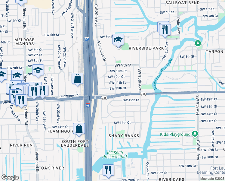 map of restaurants, bars, coffee shops, grocery stores, and more near 1820 Southwest 11th Court in Fort Lauderdale