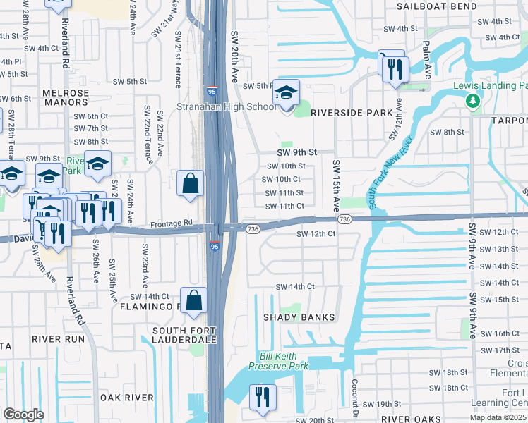 map of restaurants, bars, coffee shops, grocery stores, and more near 1820 Southwest 11th Court in Fort Lauderdale