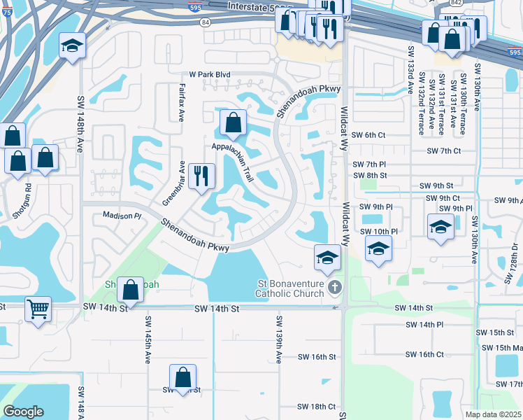 map of restaurants, bars, coffee shops, grocery stores, and more near 14031 Richwood Place in Davie