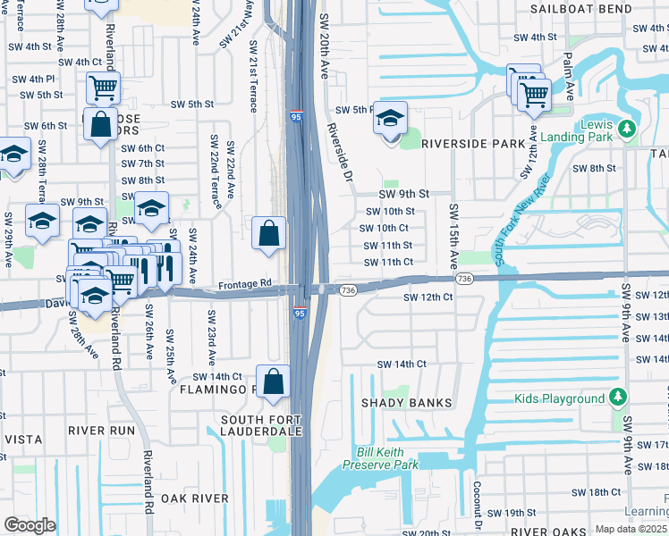 map of restaurants, bars, coffee shops, grocery stores, and more near 1916 Southwest 11th Court in Fort Lauderdale