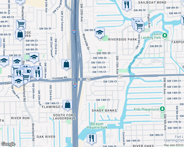 map of restaurants, bars, coffee shops, grocery stores, and more near 1820 Southwest 11th Court in Fort Lauderdale