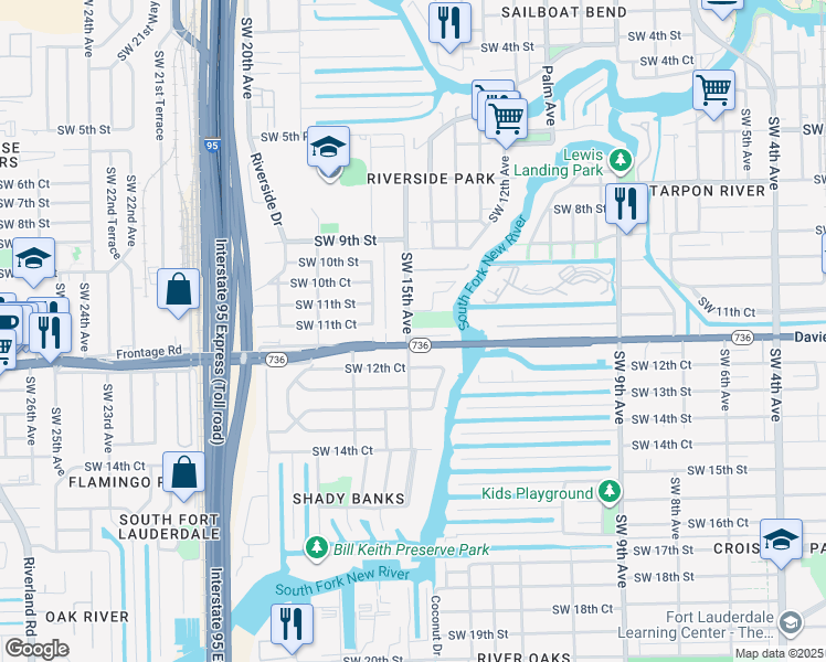 map of restaurants, bars, coffee shops, grocery stores, and more near 1451 Southwest 11th Place in Fort Lauderdale