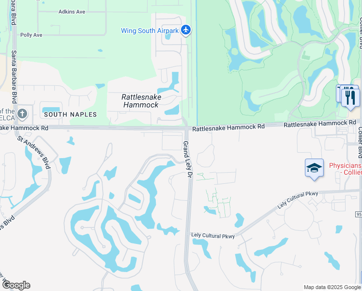 map of restaurants, bars, coffee shops, grocery stores, and more near 7425 Inspira Circle in Naples