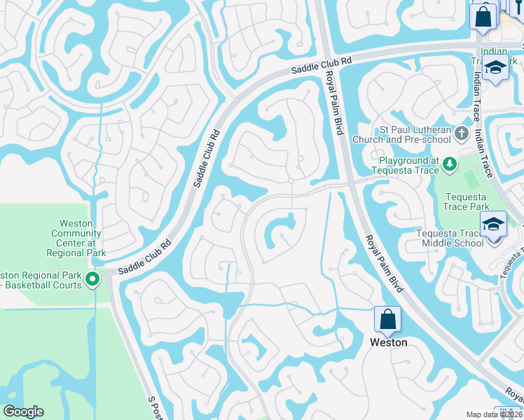 map of restaurants, bars, coffee shops, grocery stores, and more near 2507 Provence Circle in Weston