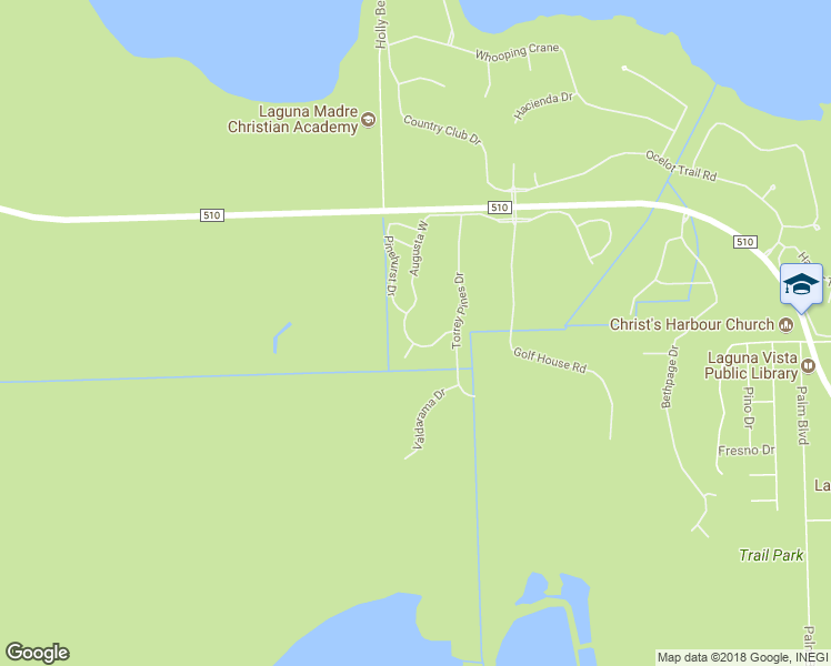 map of restaurants, bars, coffee shops, grocery stores, and more near 65 Augusta Drive in Port Isabel