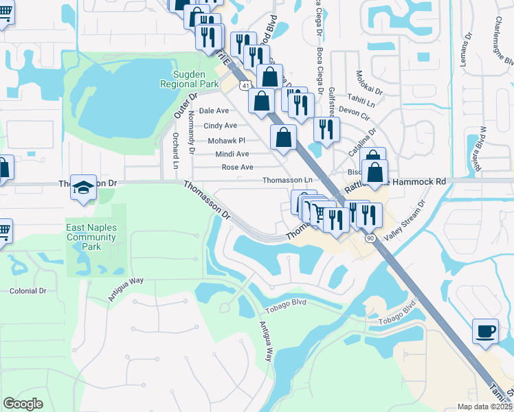 map of restaurants, bars, coffee shops, grocery stores, and more near 4564 Remington Circle in Naples
