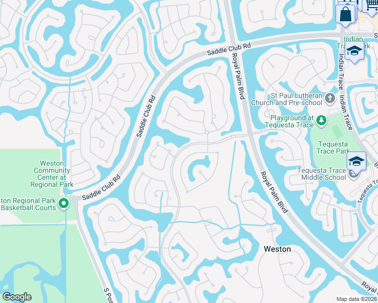 map of restaurants, bars, coffee shops, grocery stores, and more near 2507 Provence Circle in Weston