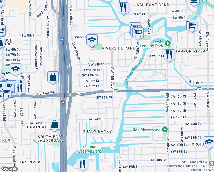 map of restaurants, bars, coffee shops, grocery stores, and more near 1175 Southwest 16th Avenue in Fort Lauderdale