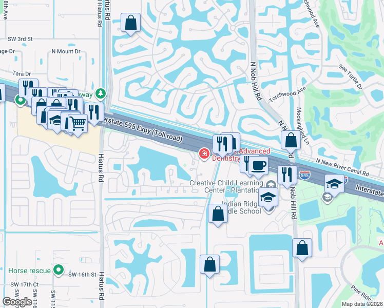 map of restaurants, bars, coffee shops, grocery stores, and more near 10730 Cameron Court in Davie