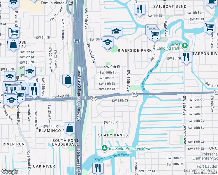 map of restaurants, bars, coffee shops, grocery stores, and more near 1716 Southwest 11th Court in Fort Lauderdale