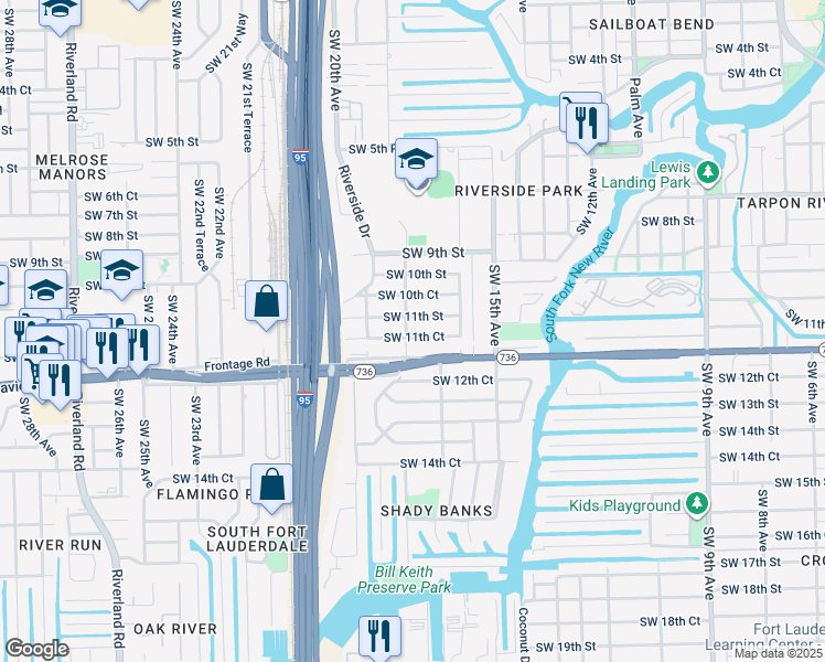 map of restaurants, bars, coffee shops, grocery stores, and more near 1716 Southwest 11th Court in Fort Lauderdale