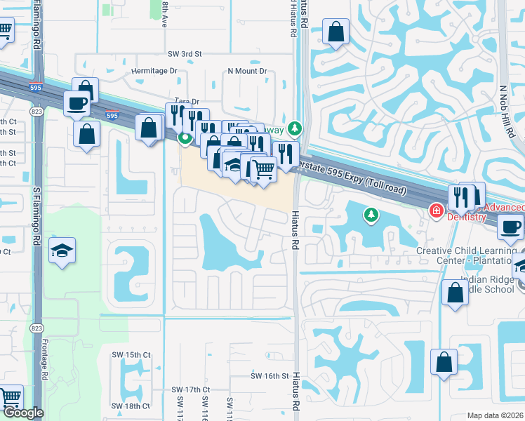 map of restaurants, bars, coffee shops, grocery stores, and more near 11281 Southwest 9th Manor in Fort Lauderdale