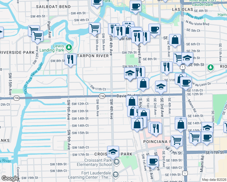 map of restaurants, bars, coffee shops, grocery stores, and more near in Fort Lauderdale