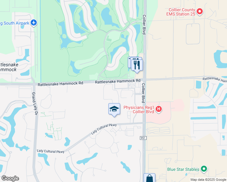 map of restaurants, bars, coffee shops, grocery stores, and more near 7074 Sierra Club Circle in Naples