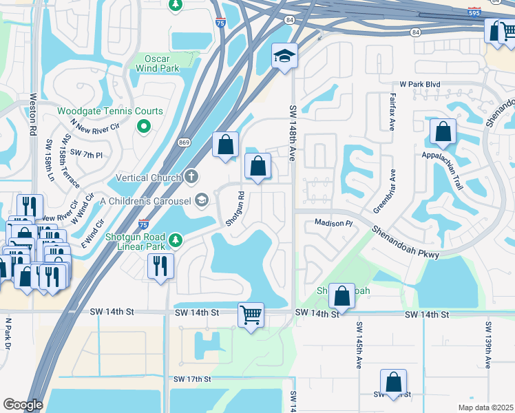 map of restaurants, bars, coffee shops, grocery stores, and more near 15013 Southwest 10th Street in Sunrise