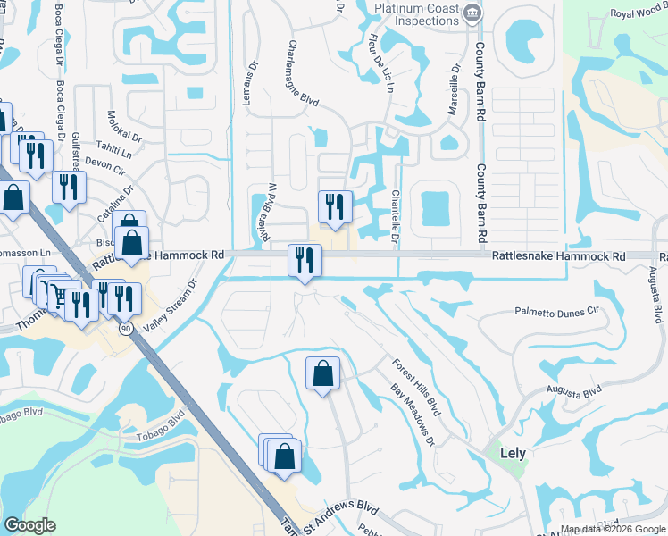 map of restaurants, bars, coffee shops, grocery stores, and more near in Lely