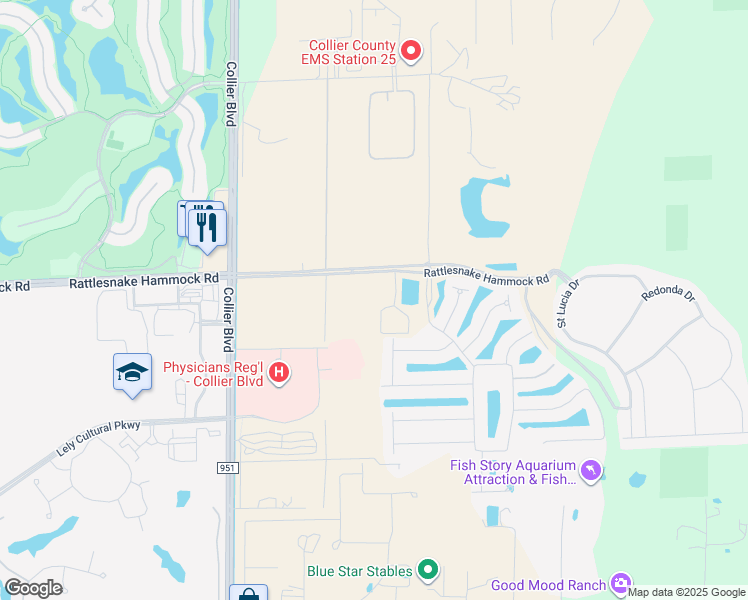 map of restaurants, bars, coffee shops, grocery stores, and more near 8369 Rattlesnake Hammock Road in Naples