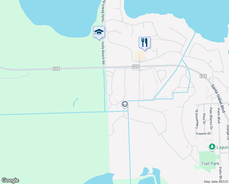 map of restaurants, bars, coffee shops, grocery stores, and more near 45 Augusta West in Laguna Vista