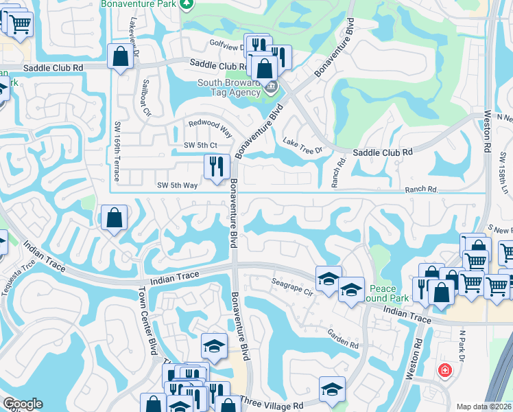 map of restaurants, bars, coffee shops, grocery stores, and more near in Sunrise