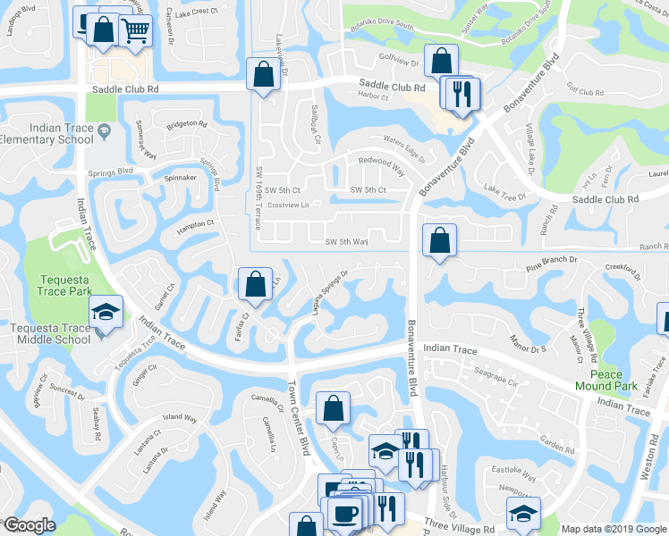 map of restaurants, bars, coffee shops, grocery stores, and more near 1047 Lido Court in Weston