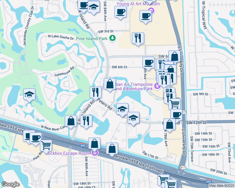 map of restaurants, bars, coffee shops, grocery stores, and more near 1000 South Pine Island Road in Plantation