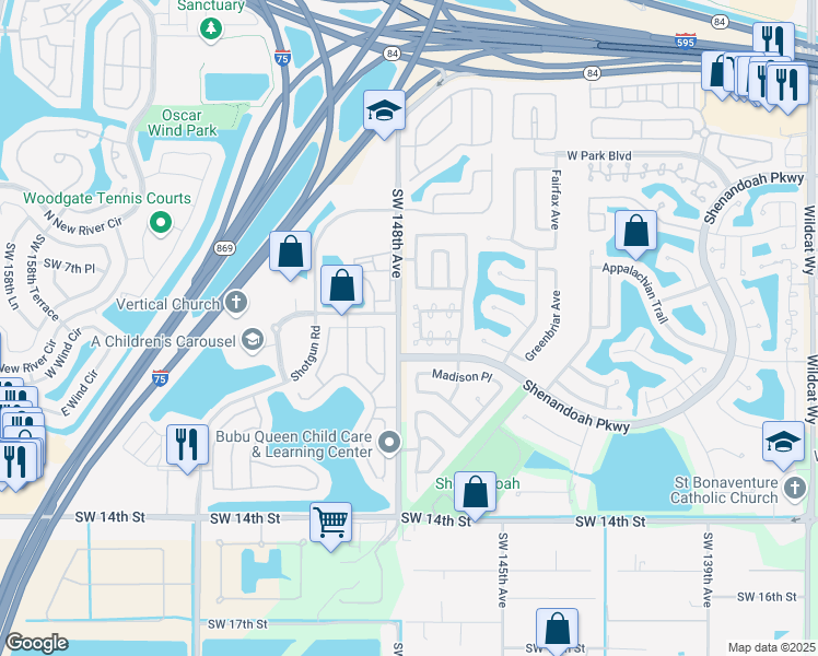 map of restaurants, bars, coffee shops, grocery stores, and more near 841 West Beckley Square in Davie